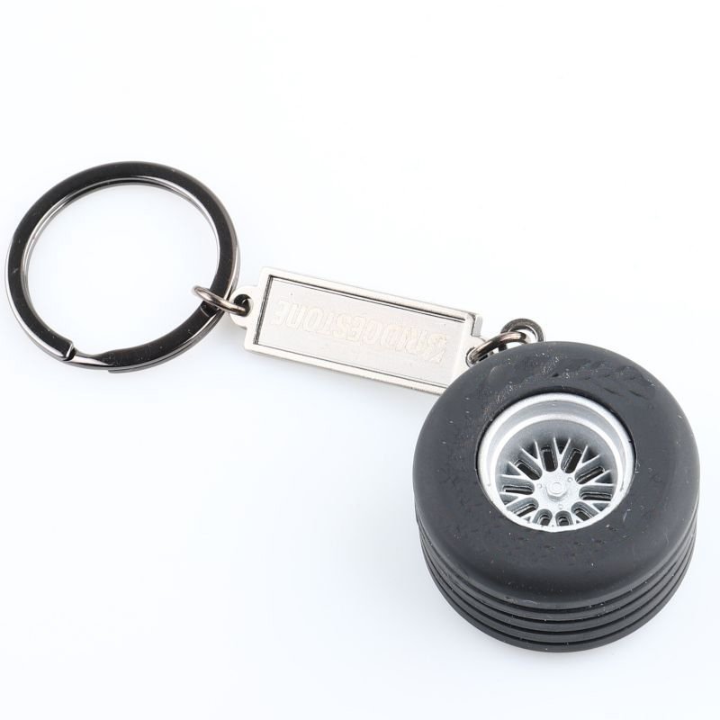Amerpromo Creative Rubber Keychain Car Wheel Shape Keychain Fashioh Decoration Accessories Wheel Rim Model Keychain