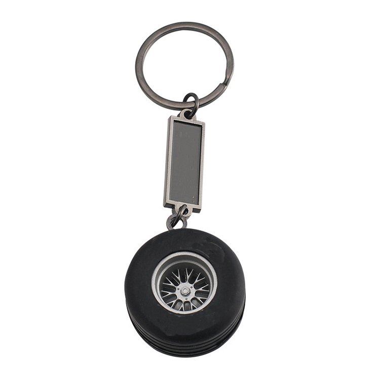 Amerpromo Creative Rubber Keychain Car Wheel Shape Keychain Fashioh Decoration Accessories Wheel Rim Model Keychain