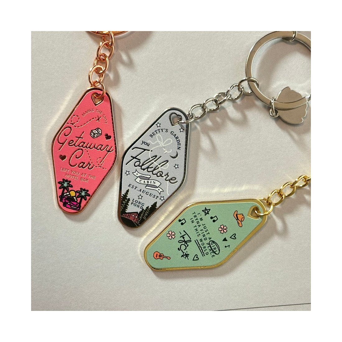 Getaway Car Taylor Motel Metal Keyrings,Swifties Car Keys Accessories,Mini Motel Enamel Keychain For Swiftie Fans Gift