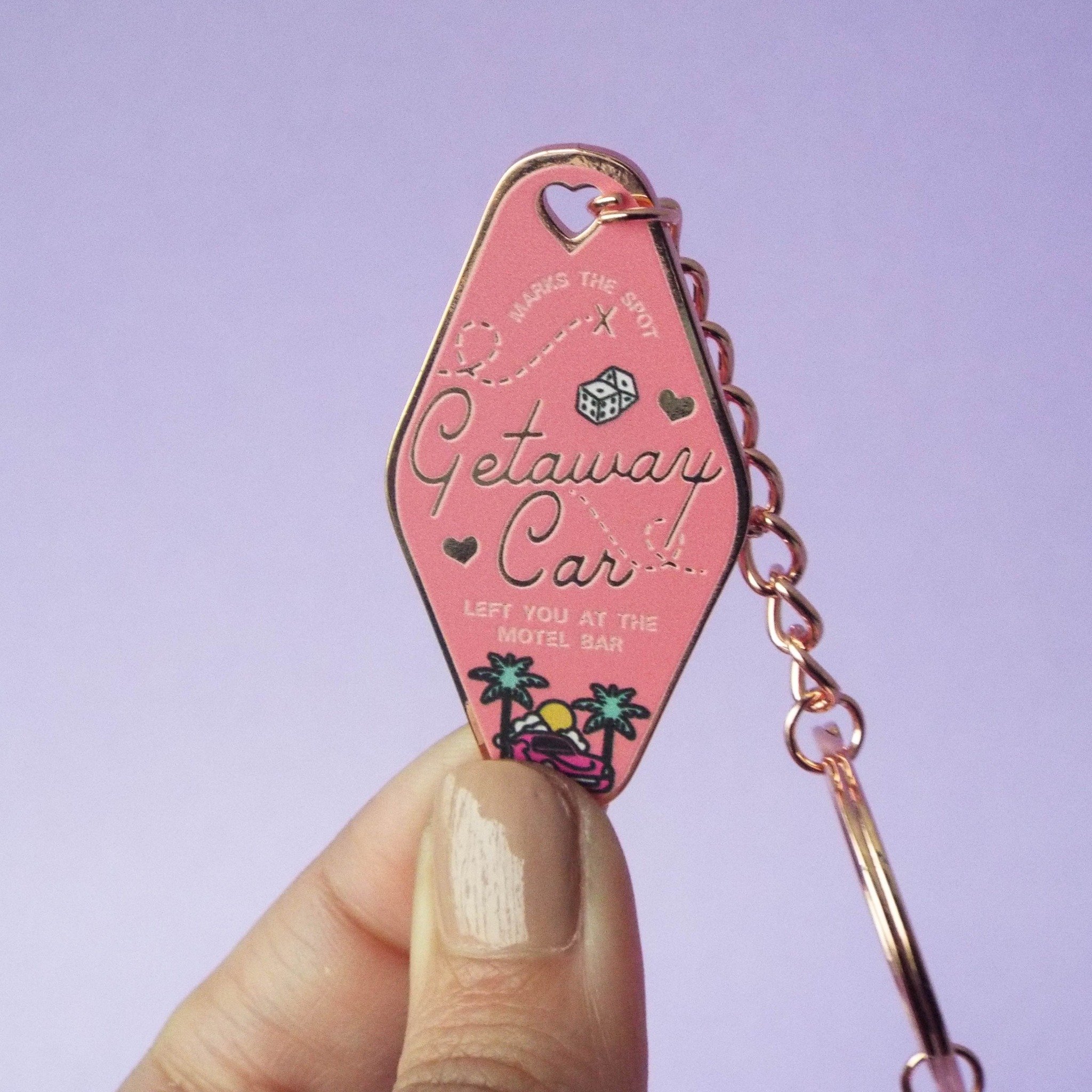 Getaway Car Taylor Motel Metal Keyrings,Swifties Car Keys Accessories,Mini Motel Enamel Keychain For Swiftie Fans Gift