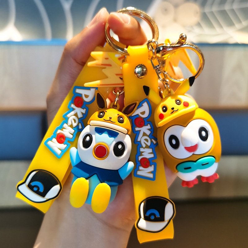 High Quality Car Bag Accessories Pikachu Keychain Silicone Cute Pokemoned Keychain