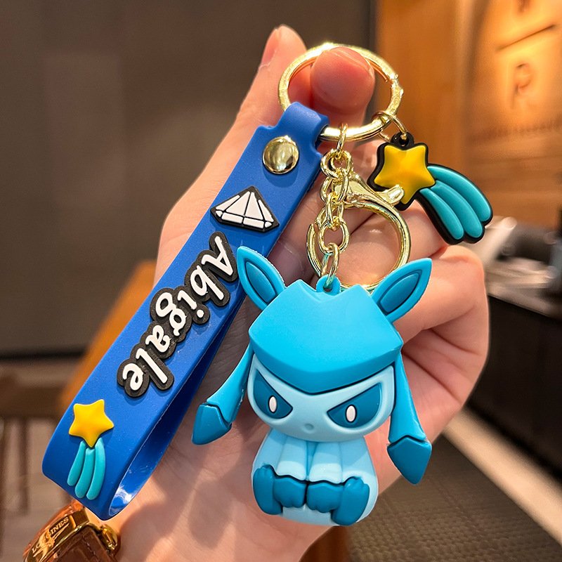 High Quality Car Bag Accessories Pikachu Keychain Silicone Cute Pokemoned Keychain
