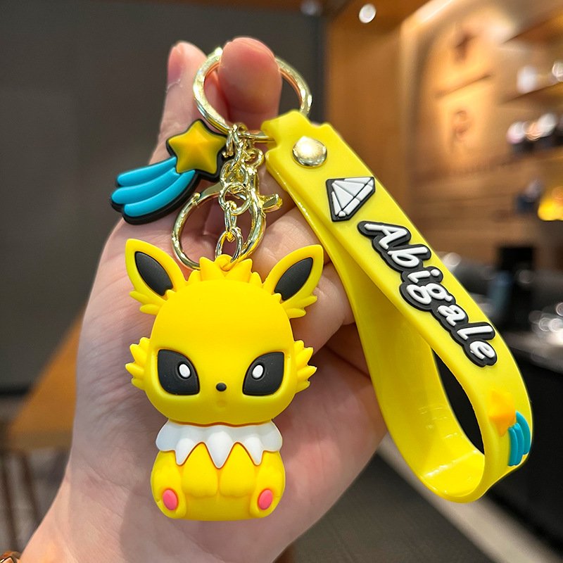 High Quality Car Bag Accessories Pikachu Keychain Silicone Cute Pokemoned Keychain