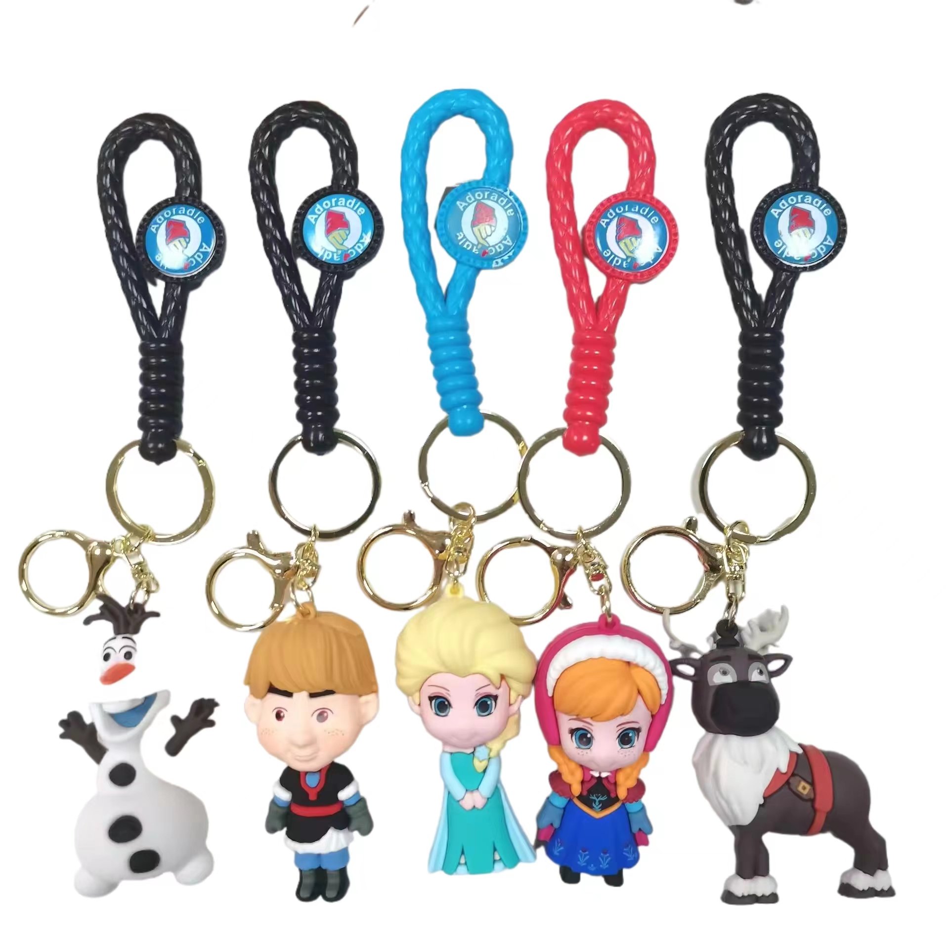 Hot Selling 3D PVC Rubber Creative Cute Key Chain Elsa Animated Car Keyring Bag Accessories Cartoon Keychain