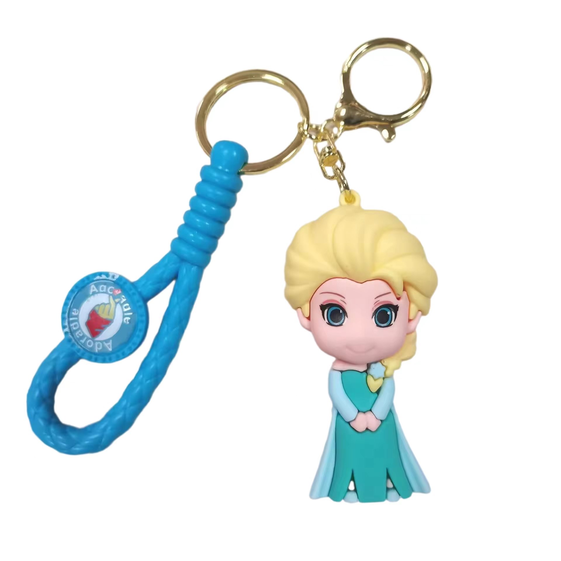 Hot Selling 3D PVC Rubber Creative Cute Key Chain Elsa Animated Car Keyring Bag Accessories Cartoon Keychain
