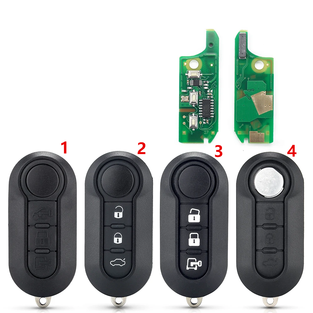 3 button Remote Car Key For Fiat 500 500L Punto Florino Doblo Qubo Punto Evo Grande Punto 433MHz Delphi BSI System