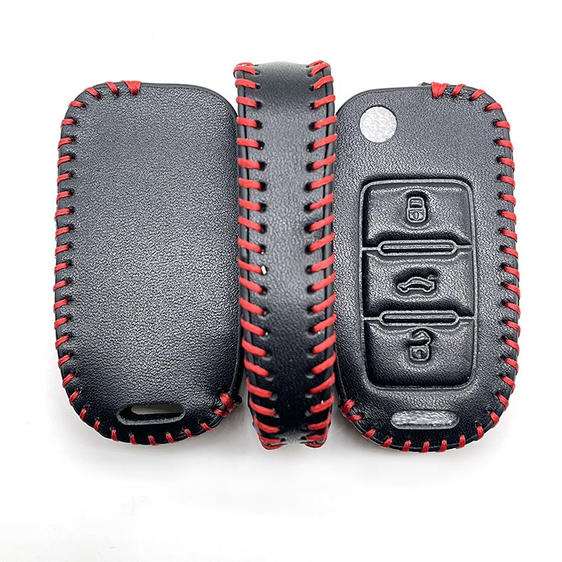 Leather Car Key Cover 3 Buttons Remote Shell For VW Volkswagen Golf 6 Polo Passat Seat Ibiza Leon Skoda Octavia Fabia