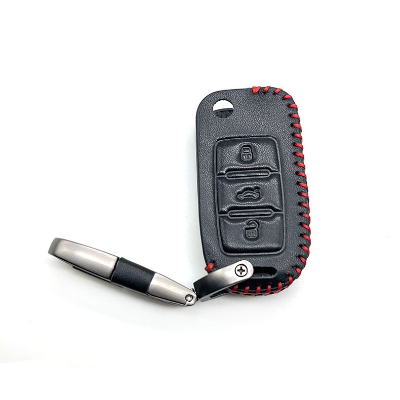 Leather Car Key Cover 3 Buttons Remote Shell For VW Volkswagen Golf 6 Polo Passat Seat Ibiza Leon Skoda Octavia Fabia