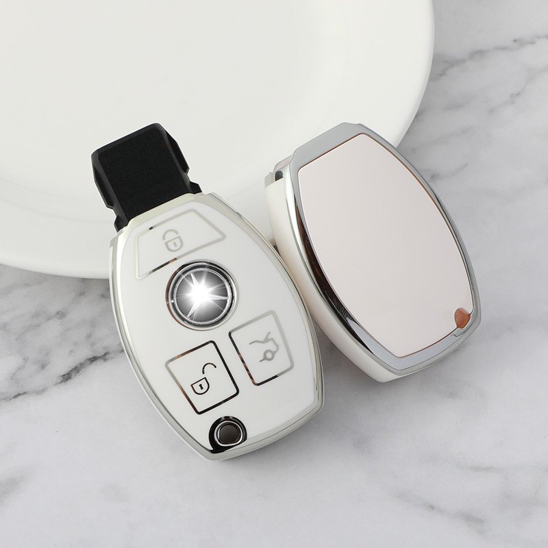 Key Fob Cover for Mercedes Benz Accessories C E G M S CLS CLK Class Glitter Car Key Shell Case Protector Cute TPU Key Covers
