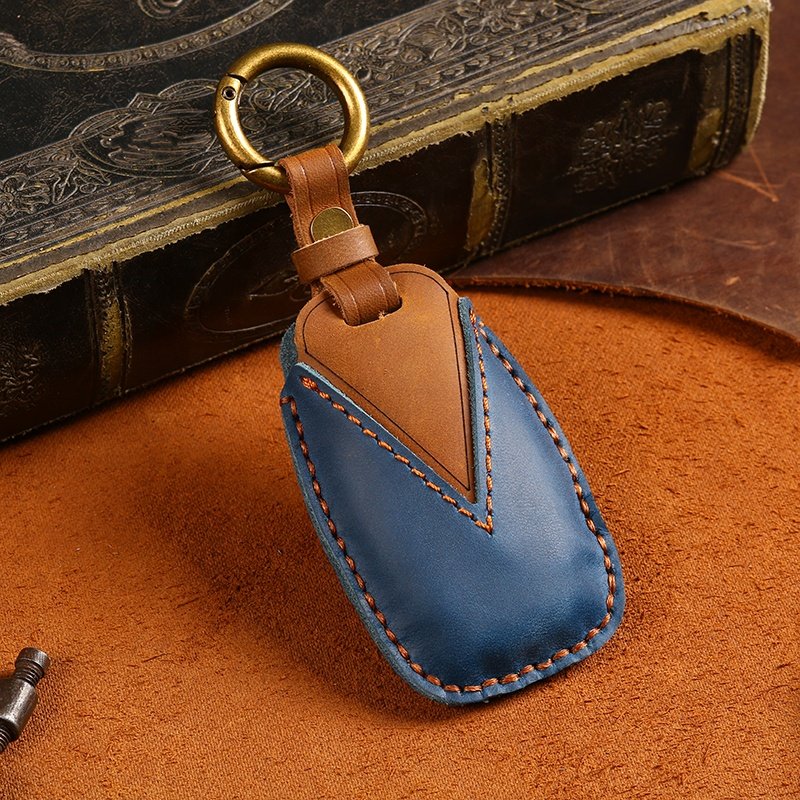 Hand Sewing Genuine Leather Car Key Case Cover for Hyundai 4/5 Buttons Leather Key Cover With Key Ring
