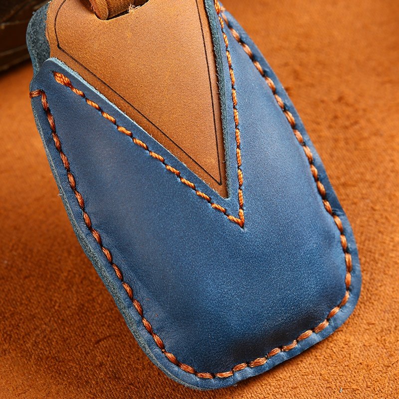 Hand Sewing Genuine Leather Car Key Case Cover for Hyundai 4/5 Buttons Leather Key Cover With Key Ring