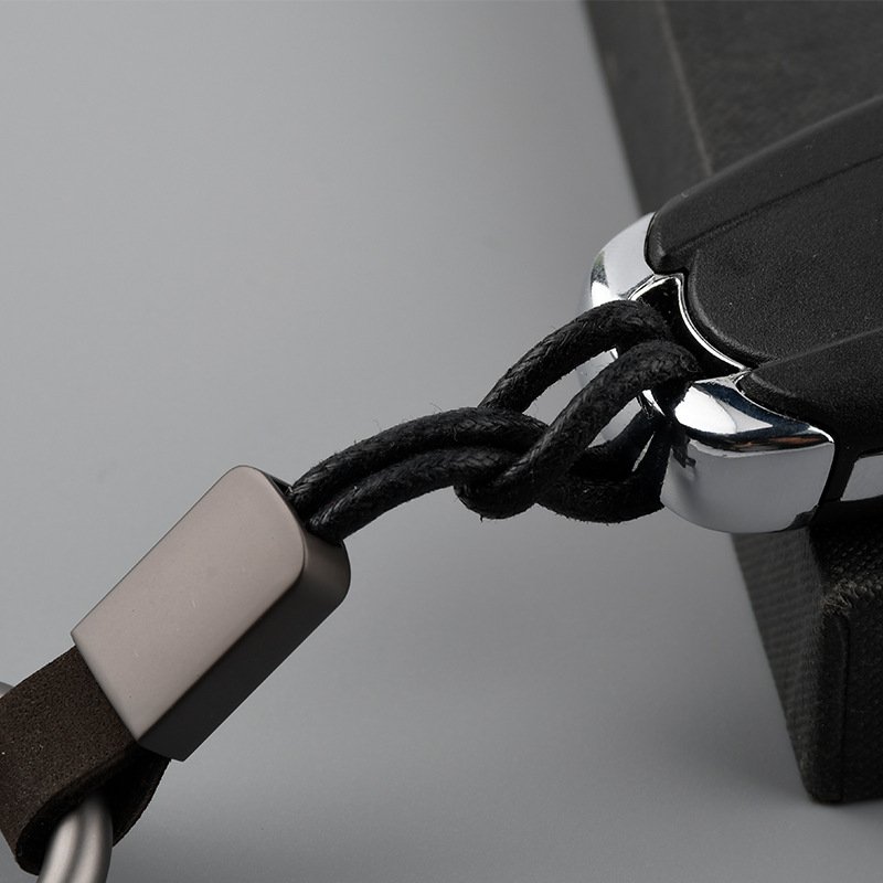 High quality genuine leather simple key ring Top layer frosted cowhide finger ring keychain creative anti loss car keychain