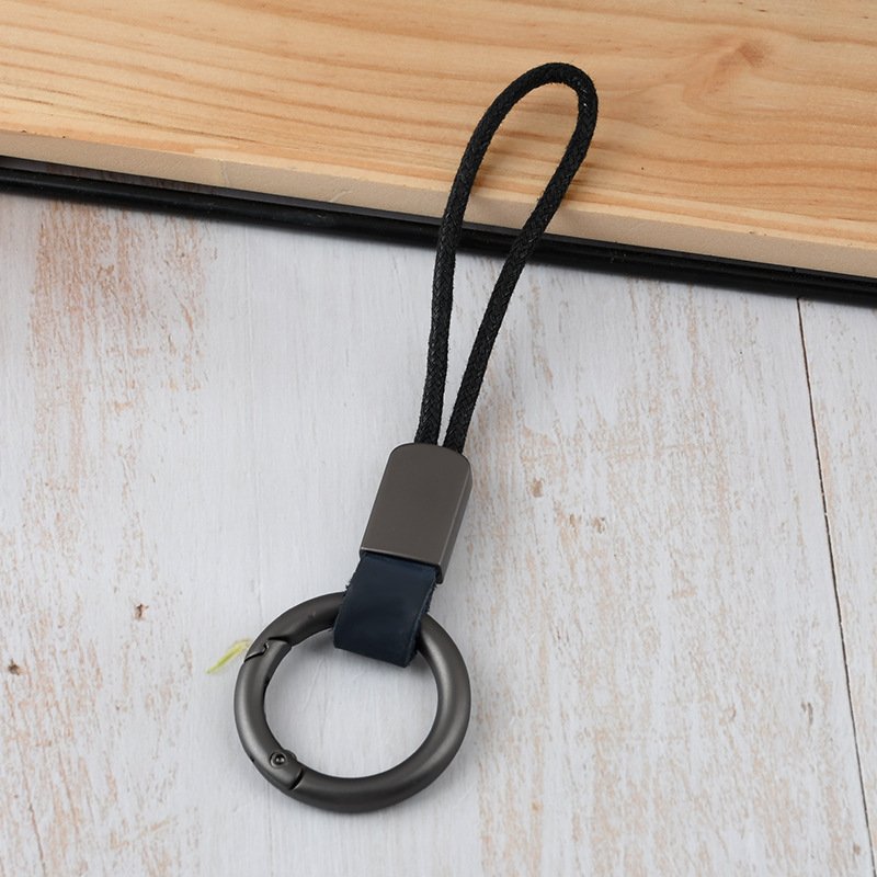 High quality genuine leather simple key ring Top layer frosted cowhide finger ring keychain creative anti loss car keychain