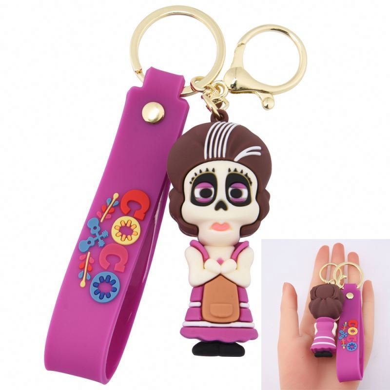 Wholesale cheap key chain fashion accessories custom 3D anime figure doll soft pvc keychains for car