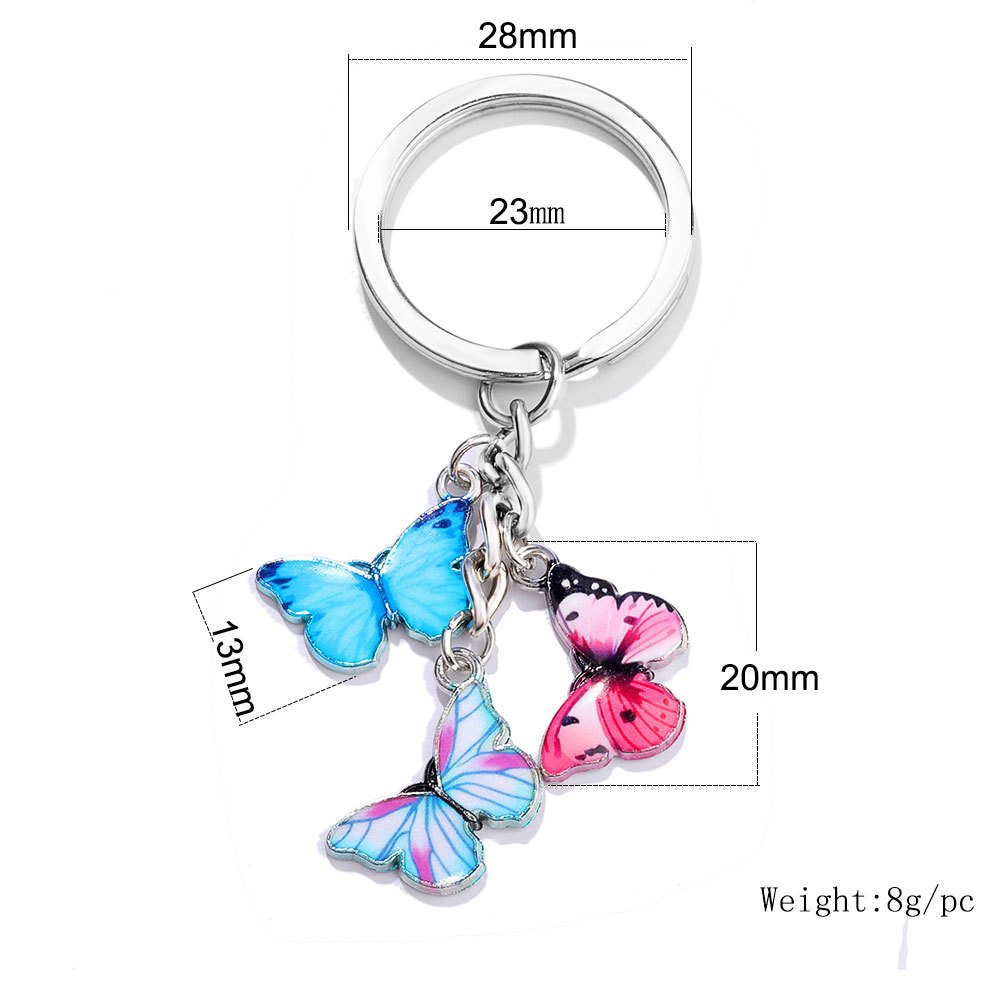 Wholesale Cute Charm Colorful Enamel Butterfly Insects Keychain Car Key Bags Pendant Accessories for Women Girls
