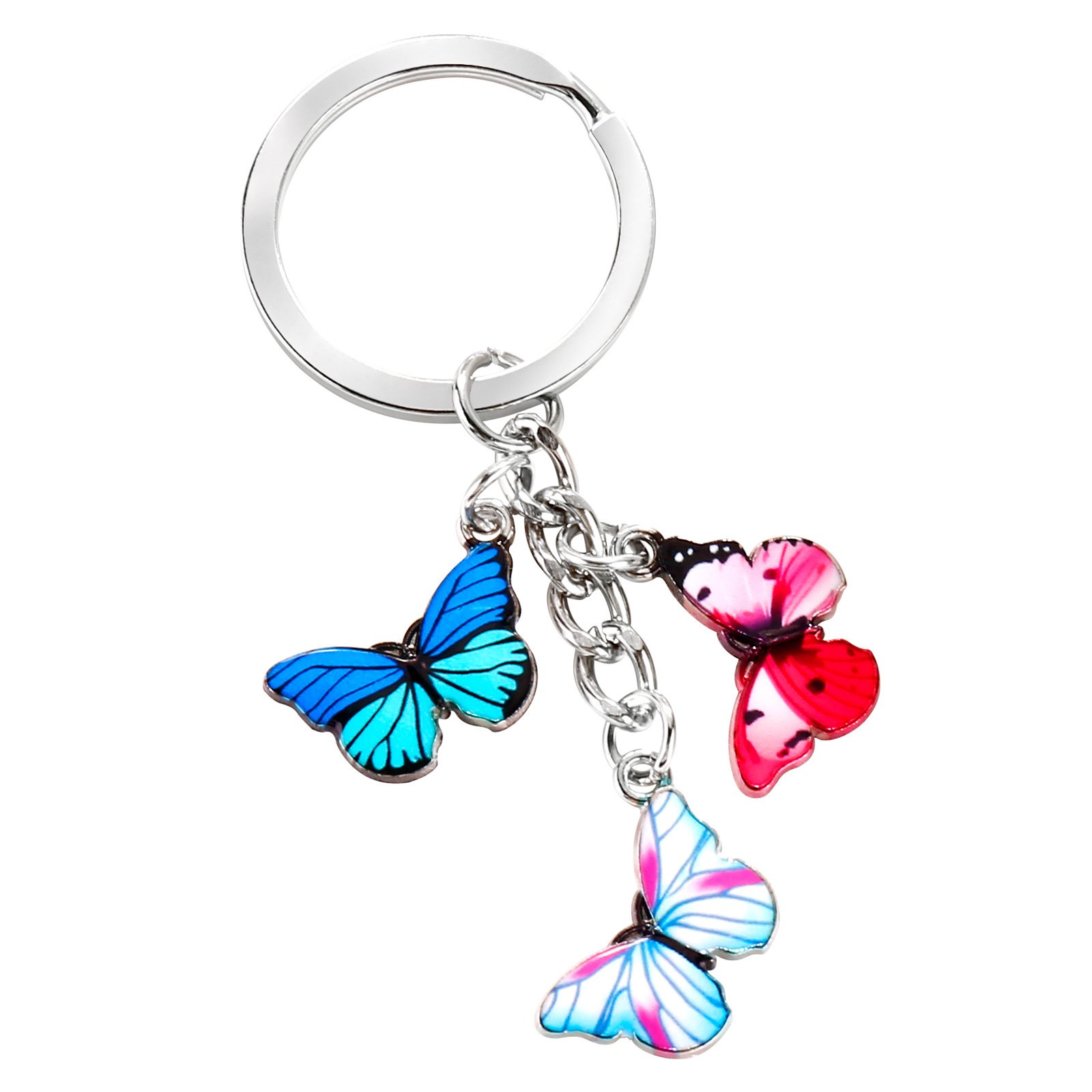 Wholesale Cute Charm Colorful Enamel Butterfly Insects Keychain Car Key Bags Pendant Accessories for Women Girls