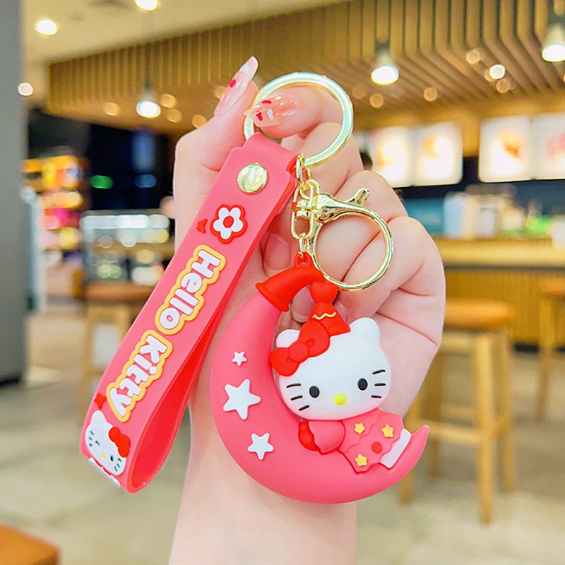 Car Key Accessories Lovely Cartoon Kuromi Kitty Keychain 3D Doll Moon Melody Design Promotional Gifts Key Chain Custom Keychains