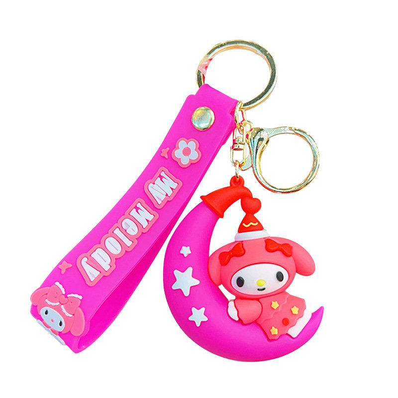 Car Key Accessories Lovely Cartoon Kuromi Kitty Keychain 3D Doll Moon Melody Design Promotional Gifts Key Chain Custom Keychains