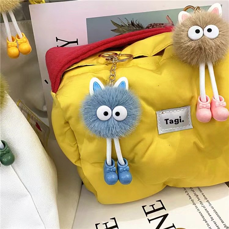 korea hot selling Cute cartoon keychain plush doll doll small briquettes bag pendant car key chain accessory small gift 2024