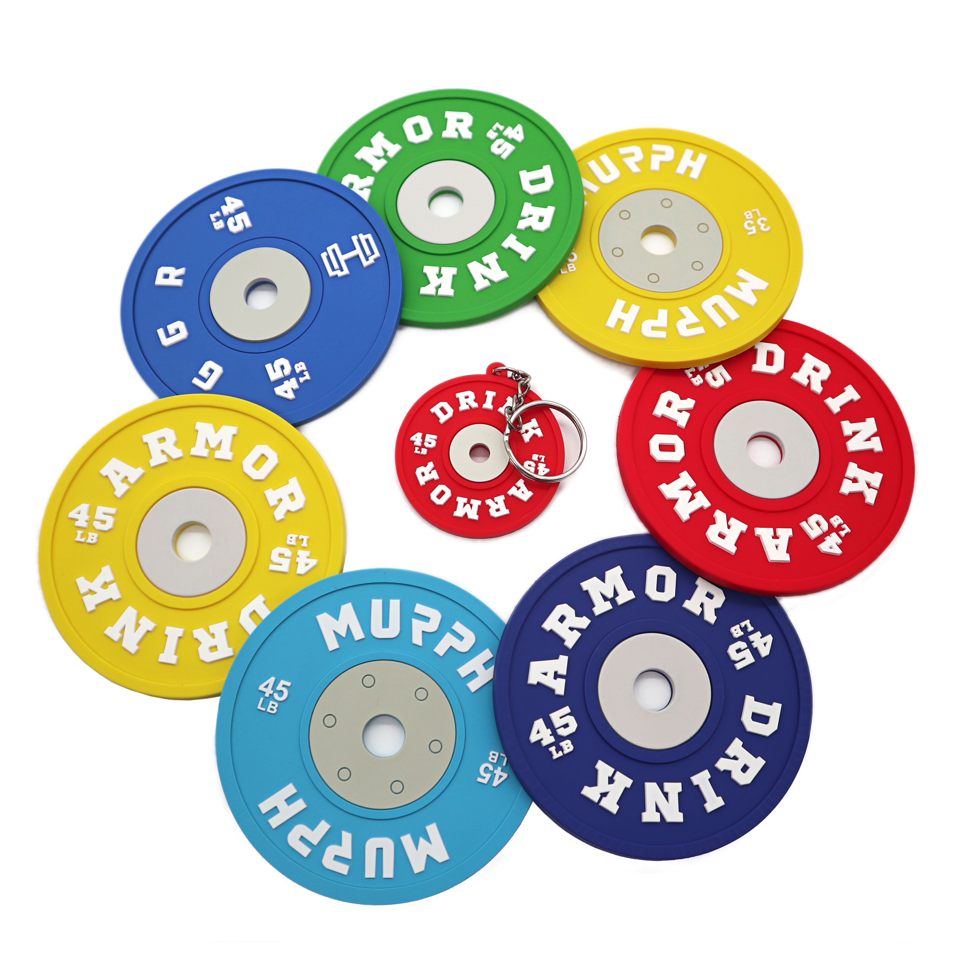 2d 3d Soft PVC Rubber Barbell Kettlebell Dumbbell Shape Keychain Mini Athlete Accessories Key Ring Bumper Plate Keychain