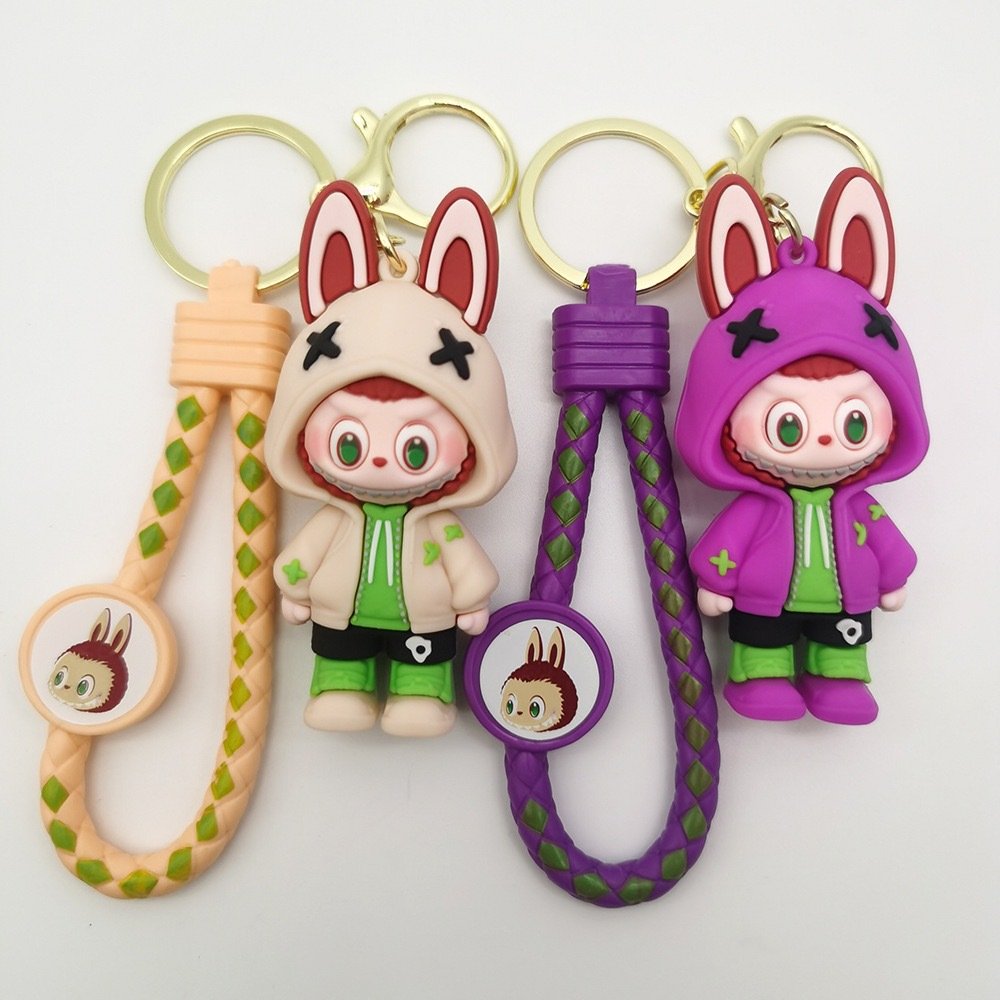 Cartoon LABUBU key chain 3D animation small animal small pendant bag Car key chain PVC pendant jewelry wholesale