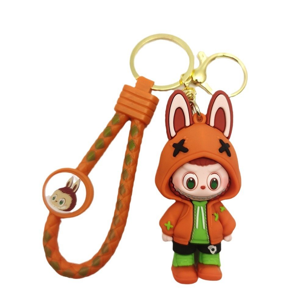 Cartoon LABUBU key chain 3D animation small animal small pendant bag Car key chain PVC pendant jewelry wholesale