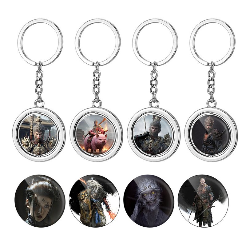 Wholesale Rotating Metal Tag Key Chain Ring DIY Double Side Promotion Spin Rotating Medal Blank Revolve Round Metal Keychain