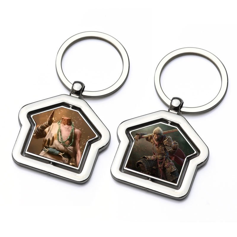 Wholesale Rotating Metal Tag Key Chain Ring DIY Double Side Promotion Spin Rotating Medal Blank Revolve Round Metal Keychain