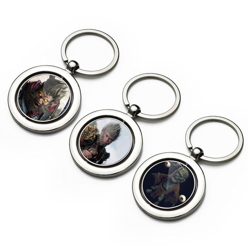 Wholesale Rotating Metal Tag Key Chain Ring DIY Double Side Promotion Spin Rotating Medal Blank Revolve Round Metal Keychain