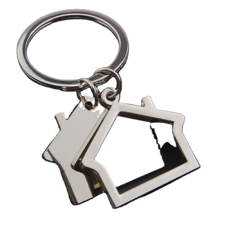 Wholesale Rotating Metal Tag Key Chain Ring DIY Double Side Promotion Spin Rotating Medal Blank Revolve Round Metal Keychain