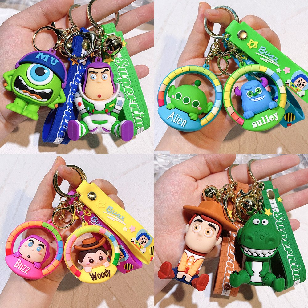 3D PVC Anime keychain Kawaii cartoon rubber Toy Story Buzz Light year Woody Key Chain silicon car Bag Pendant Keyring Key Chain