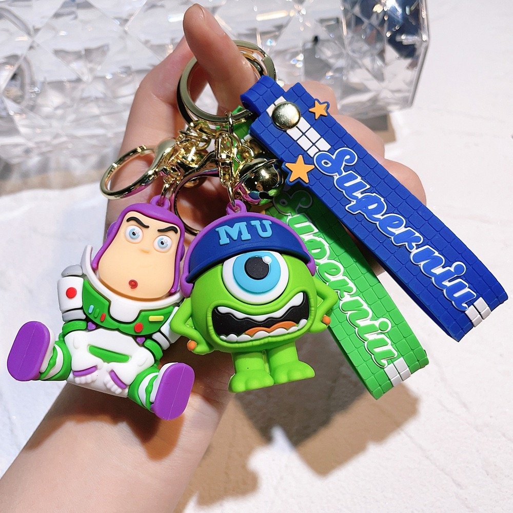 3D PVC Anime keychain Kawaii cartoon rubber Toy Story Buzz Light year Woody Key Chain silicon car Bag Pendant Keyring Key Chain