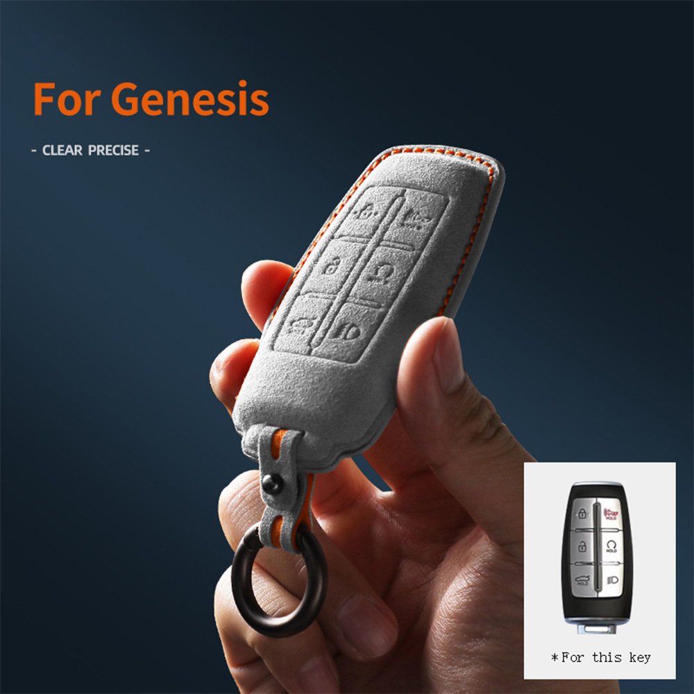 Auto Key Cover Case Bag Protector For Genesis Car Accessories D Alcantara 1.2mm Thickness