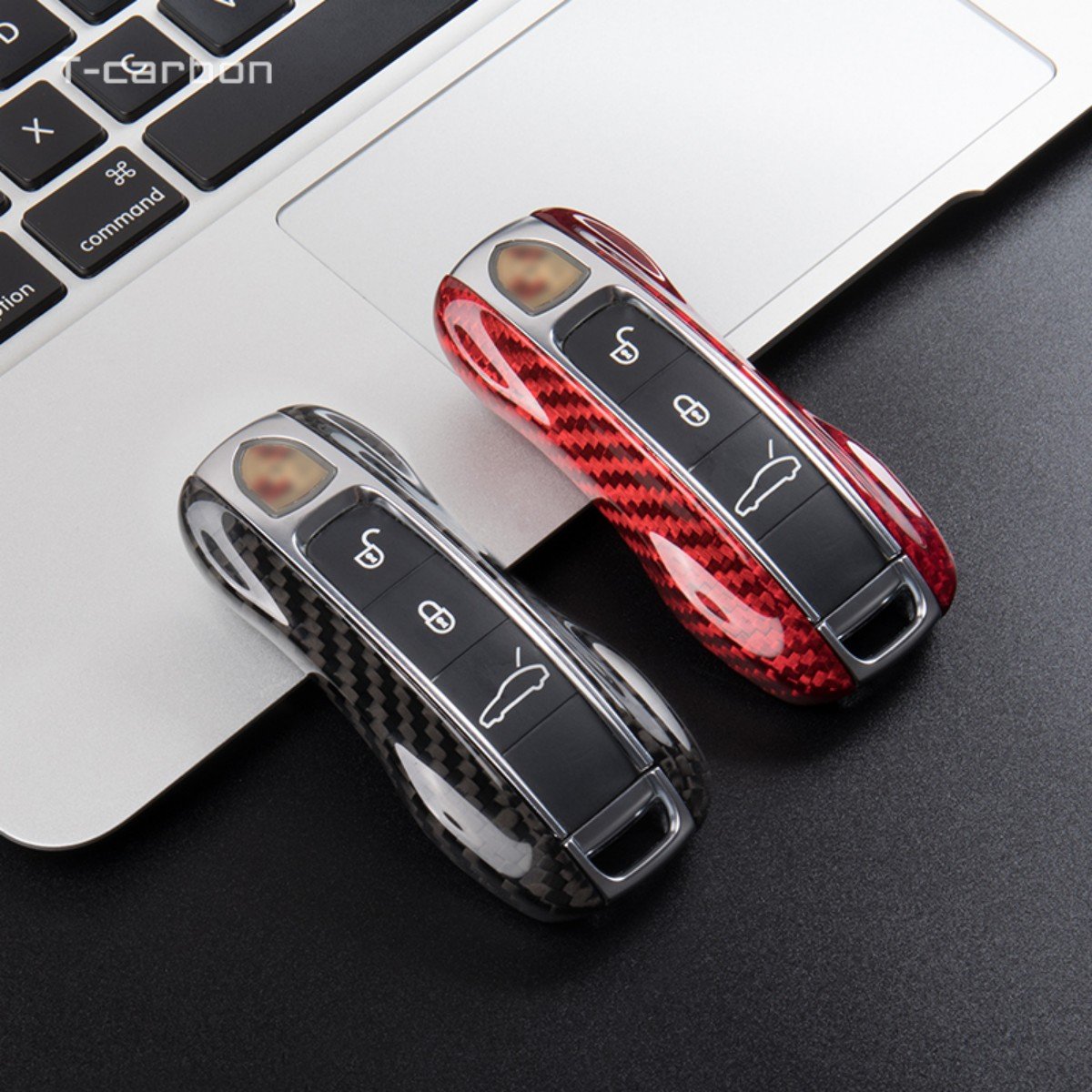 Carbon Fiber Car Smart Key Case For Porsche Panamera Cayenne Macan Boxste Car Key Cover Interior Accessories Car Key Case