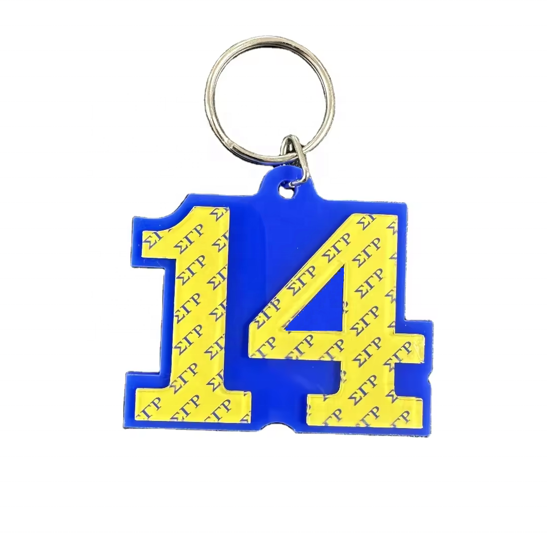 Cute Zeta Phi Beta Sorority Chapters Acrylic Line #13 Number Keychain Greek Letters Plastic Year Keychain Motel Keychain