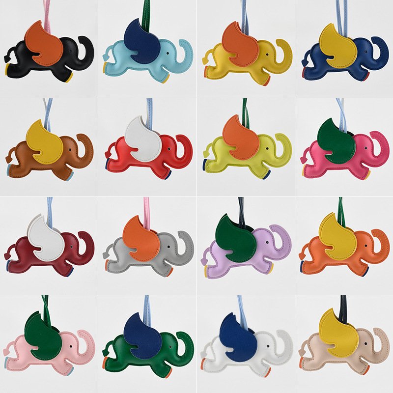 Fashion PU Leather Cute Animal Elephant Bag charm For Women Handbag Pendant Mini Luxury Leather bag charms