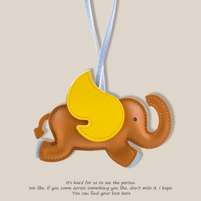 Fashion PU Leather Cute Animal Elephant Bag charm For Women Handbag Pendant Mini Luxury Leather bag charms