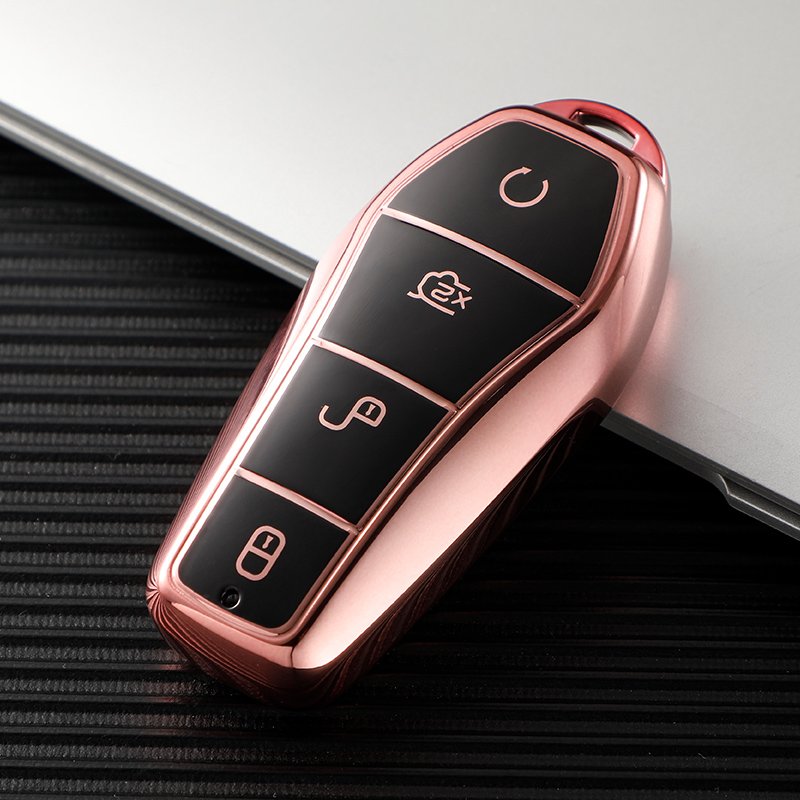 For BYD Qin Plusdmi Atto 3 Han EV Dolphin New Soft TPU Car Key Case 4 Buttons Remote Control Protect Cover Durable Accessories