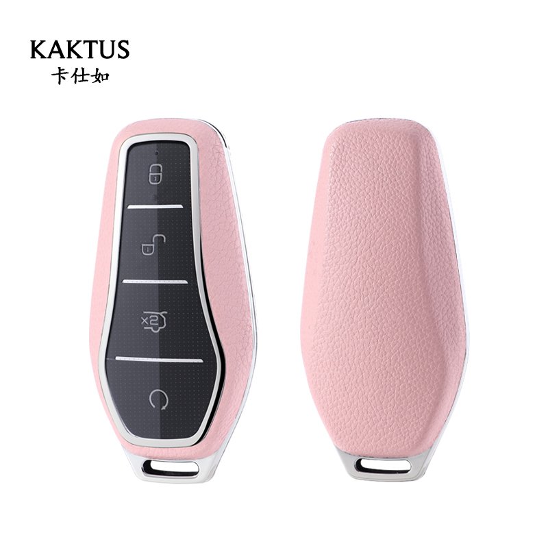For BYD leather Key Fob Cover 4 button key shell fit for BYD Han Ev Tang Dm car key cover case