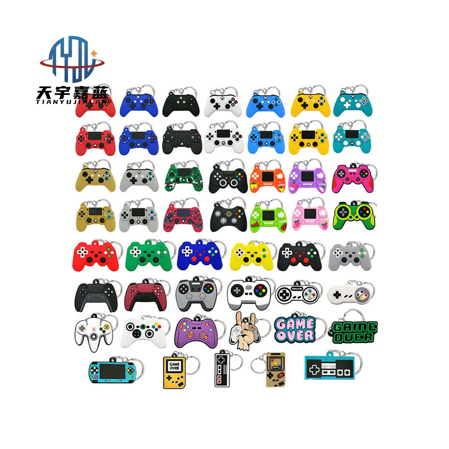 Tianyu Kawaii Cartoon Pvc Anime Keychain Mini Console 3D Gamepad Joystick Controller Keychains Cute Car Bag Keyring Key Chain