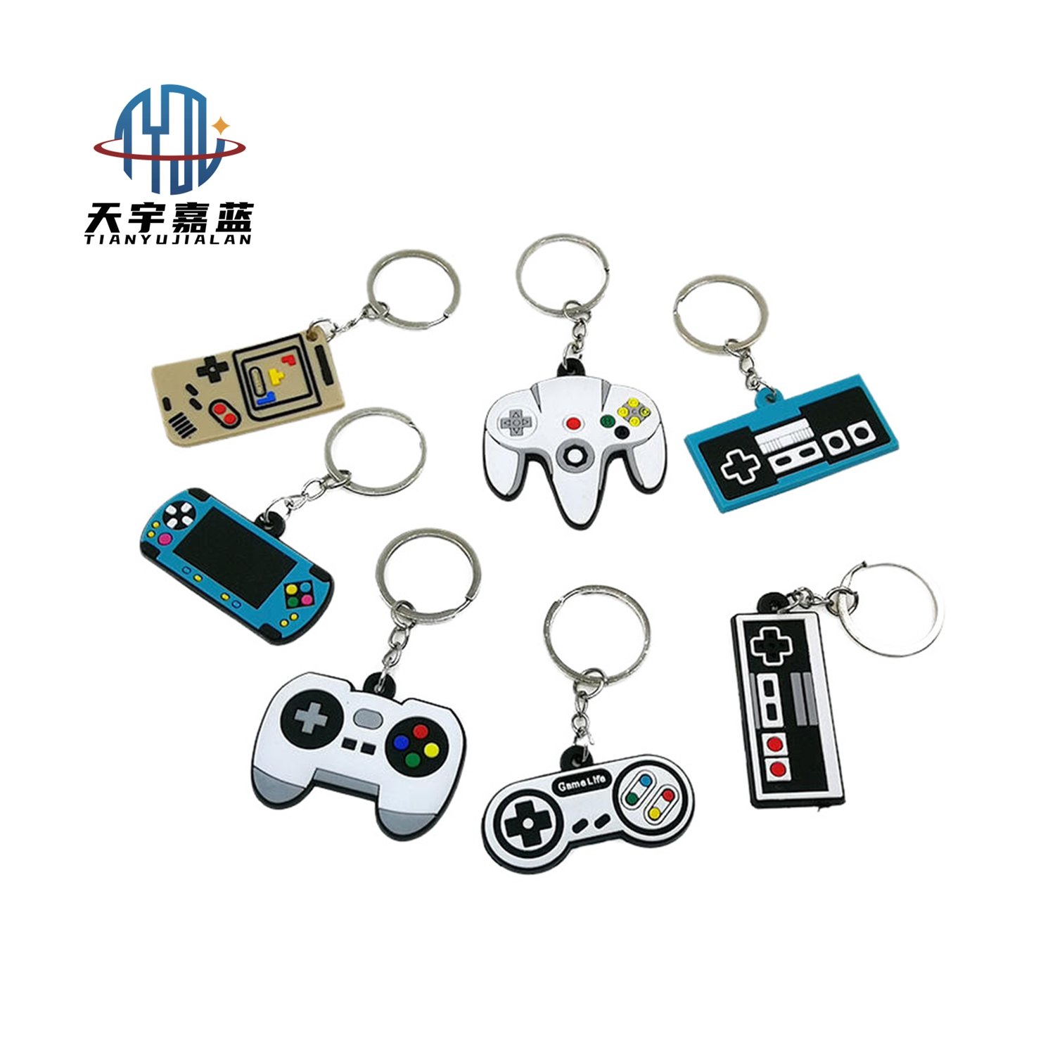 Tianyu Kawaii Cartoon Pvc Anime Keychain Mini Console 3D Gamepad Joystick Controller Keychains Cute Car Bag Keyring Key Chain
