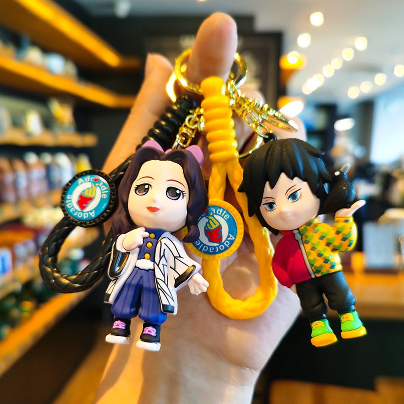 Lovely Cartoon Demon Slayer Keychain 3D Doll Pendant Backpack Accessories Key Chain Party Gifts Car Key Decoration Key Chains
