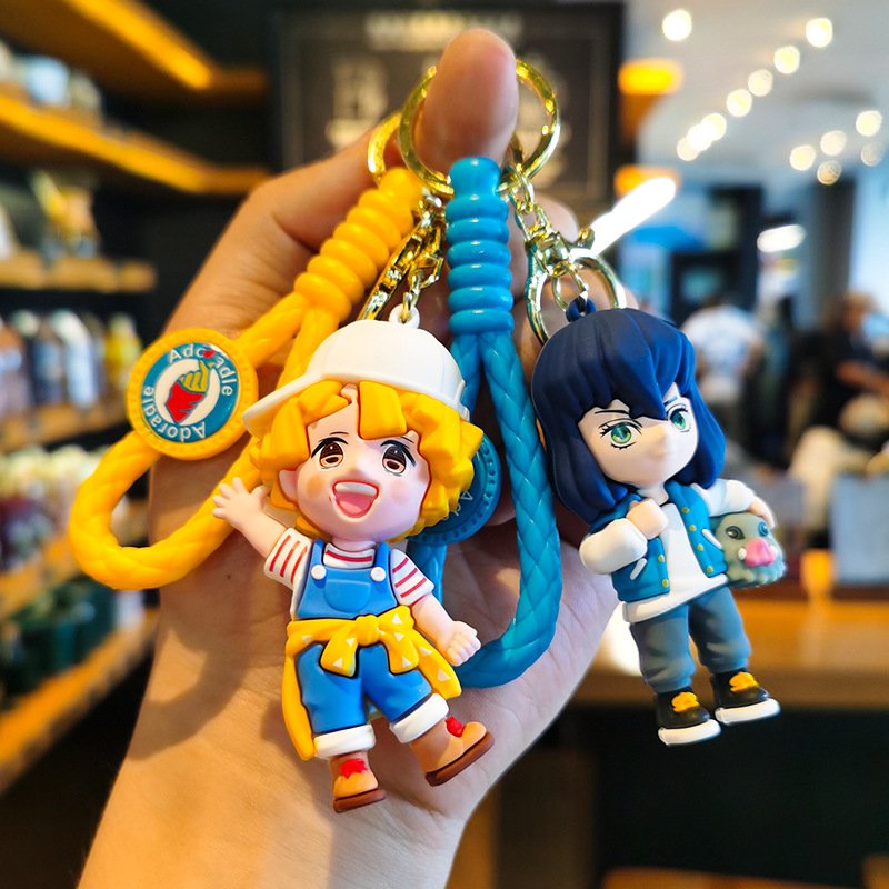 Lovely Cartoon Demon Slayer Keychain 3D Doll Pendant Backpack Accessories Key Chain Party Gifts Car Key Decoration Key Chains