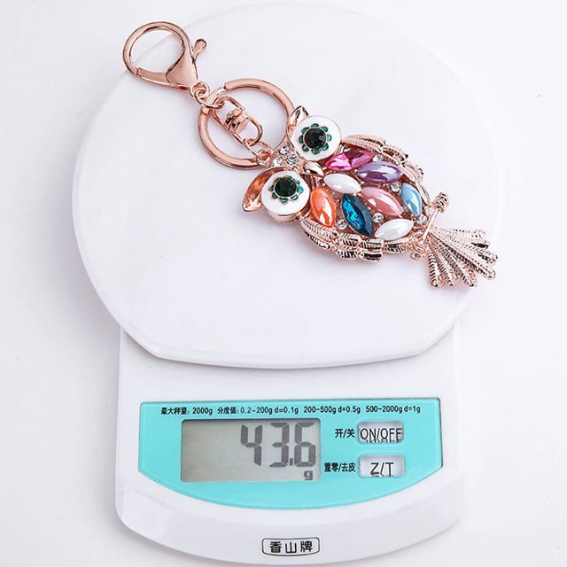 Animal Gold Rhinestone Keychains Crystal Owl Accessories Metal Car Key Rings Fashion Jewelry Gifts for Girls