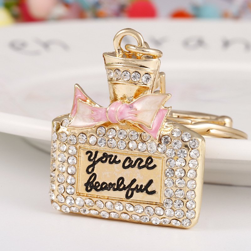 wholesale Cartoon Head Keychain rhinestone Cute Charm Bag Car Pendant Key Chain for Women Keyring Keychain Accessories