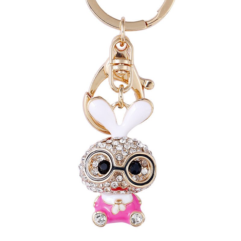 wholesale Cartoon Head Keychain rhinestone Cute Charm Bag Car Pendant Key Chain for Women Keyring Keychain Accessories