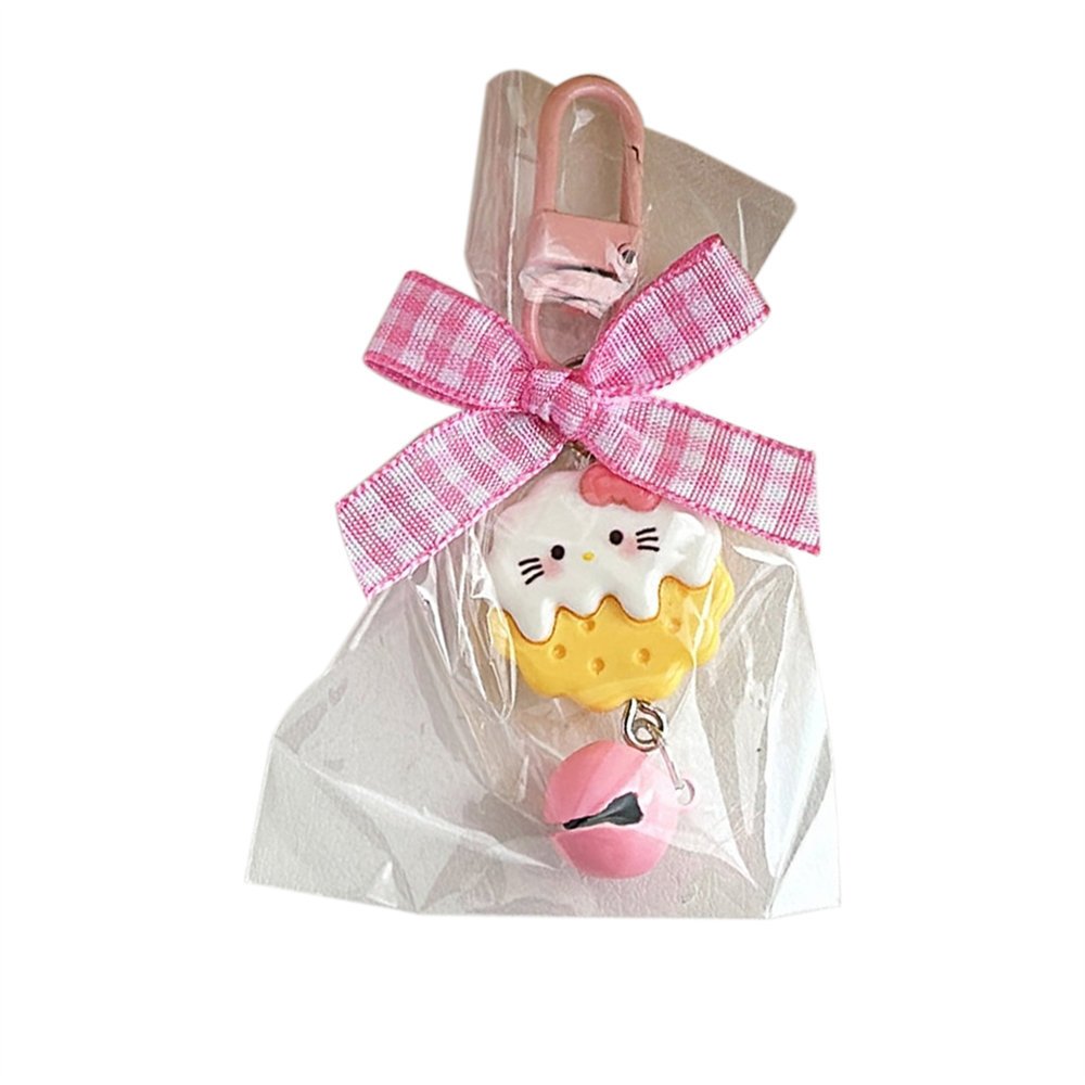 Lilangda Cute Sweet Pink Cat Keychain Cartoon Cat Keyring Resin Key Holder Bag Pendant Charms Earphone Hanging Decor Gift