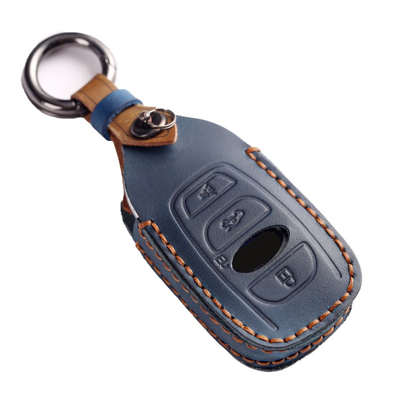 For Subaru Forester Outback Leather Car Keychain 3 4 Buttons Key Holder Bag Pouch Wallet Cover Cases Accessory