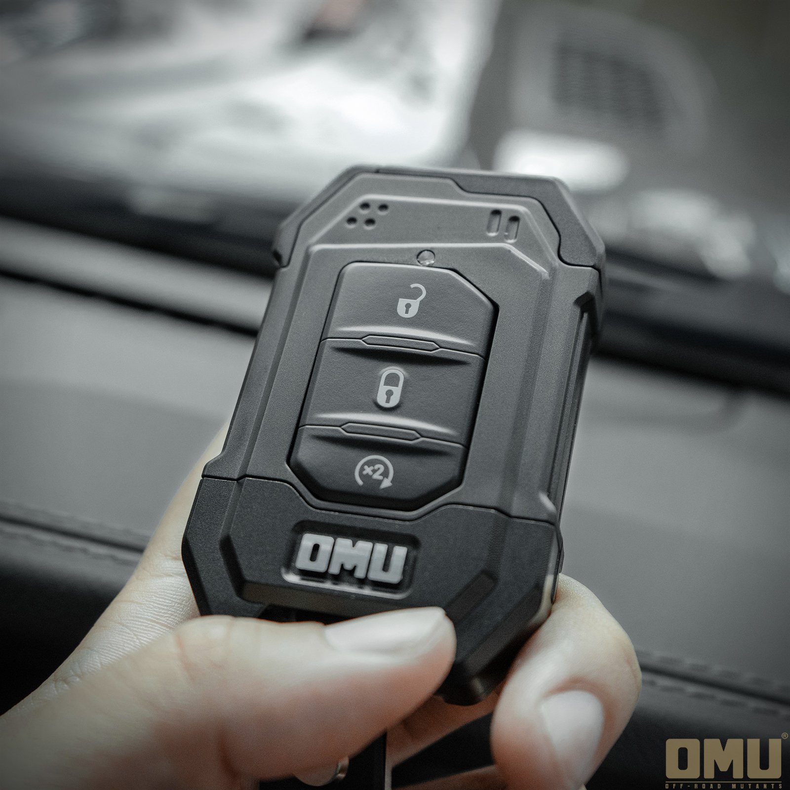 OMU aluminum& carbon fiber key case for Jeep Wrangler JL Offroad car accessories black key cover For Jeep Gladiator JT