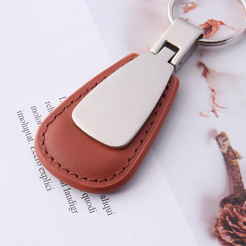 personalized pu leather key chain blanks custom engraved metal car keychain key holder